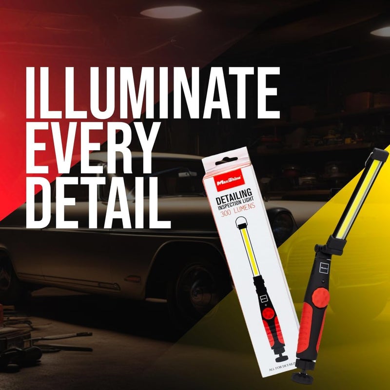 MaxShine Foldable Paint Inspection Light | 40 LED 5” Strip, USB Rechargeable, Adjustable & Magnetic | 16.25” Unfolded Detailing Lamp | Swirl Finder & Color Match Light for Car Paint Correction - Image 2