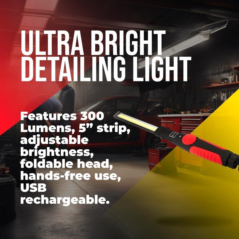MaxShine Foldable Paint Inspection Light | 40 LED 5” Strip, USB Rechargeable, Adjustable & Magnetic | 16.25” Unfolded Detailing Lamp | Swirl Finder & Color Match Light for Car Paint Correction - Image 4