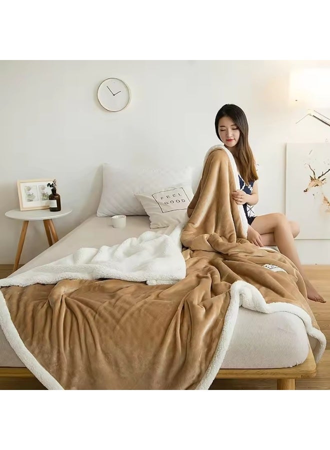 DUNISO Double Lamb Cashmere Bed Sofa Warm Wool Blanket,Air Conditioned Rooms Sofa Blanket Multifunctional Suitable for Bed Sofa Office and Travel All Seasons(180cm*200cm) - Image 1