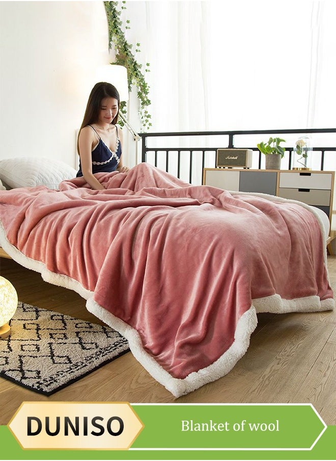 DUNISO Double Lamb Cashmere Bed Sofa Warm Wool Blanket,Air Conditioned Rooms Sofa Blanket Multifunctional Suitable for Bed Sofa Office and Travel All Seasons(180cm*200cm)  - Image 1