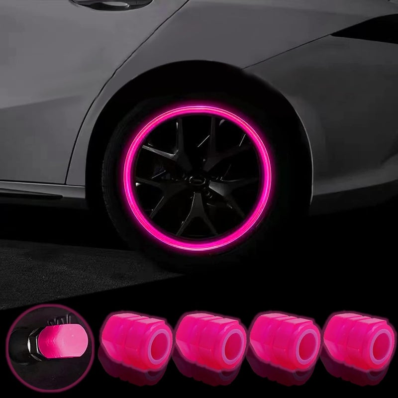OSIFIT 8PCS Luminous Tire Valve Stem Caps - Pink - Image 5