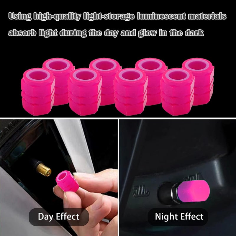 OSIFIT 8PCS Luminous Tire Valve Stem Caps - Pink - Image 3