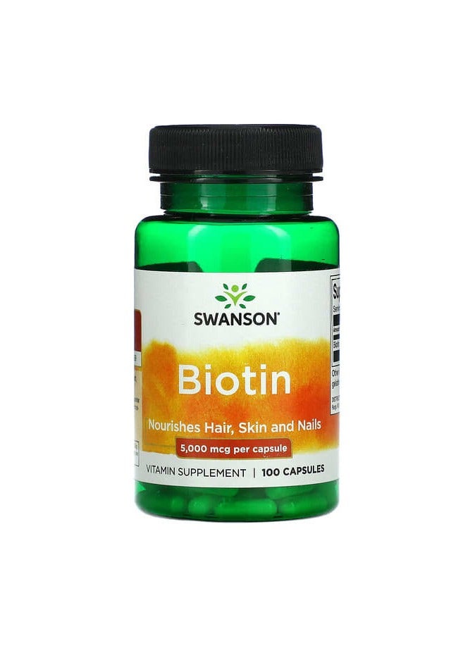 SWANSON Biotin, 5,000 mcg, 100 Capsules