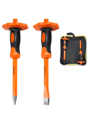 KOTTO 2 Pack Heavy Duty 12-Inch Chisels Set With Hand Protection, Point Chisel and Flat Chisel for Demolishing/Masonry/Carving/Concrete Breaker with Storage Case - pzsku/Z4B4340D3679B83CB56C1Z/45/1749373056/397a3982-3b34-4fd5-8f09-ce28b82a538d