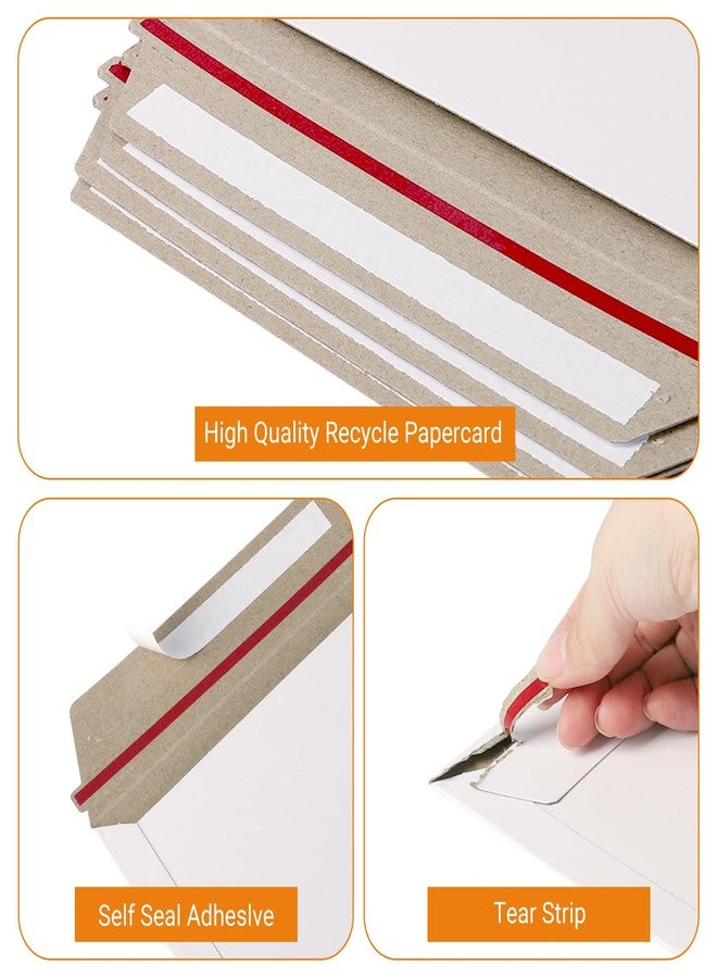 zmybcpack 100 Pack 6.5x4.5 inch Rigid Mailer Self Seal Photo Document Mailers, Stay Flat White Cardboard Shipping Envelopes White Photography Mailers for CD, Photos, Document - Image 4