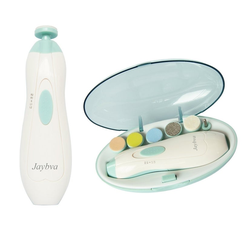 Jaybva مبرد أظافر كهربائي للأطفال - جايبفا مقص أظافر آمن للأطفال حديثي الولادة والأطفال الصغار مع ضوء LED باللونين الأزرق والأخضر - Image 1