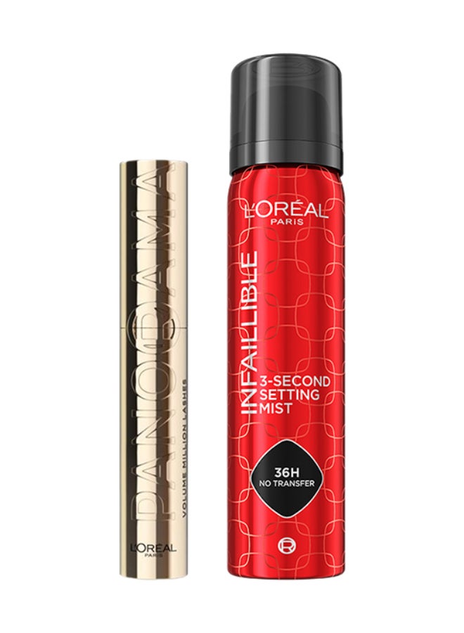 L'OREAL PARIS L’Oréal Paris Panorama Black Mascara + Infallible 3 Seconds Setting Mist 75ml - Image 1
