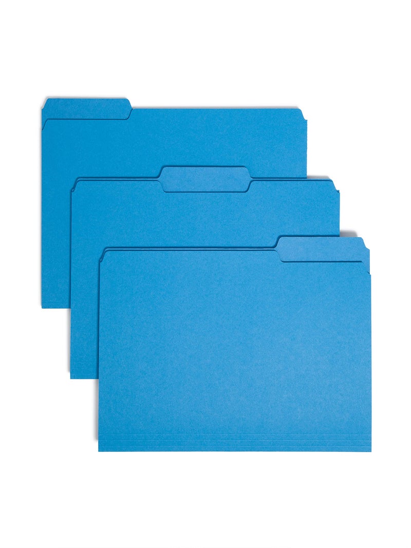 Smead Interior File Folder 13Cut Tab Letter Size Sky Blue 100 per Box Expandable File Folders for Filing Cabinet