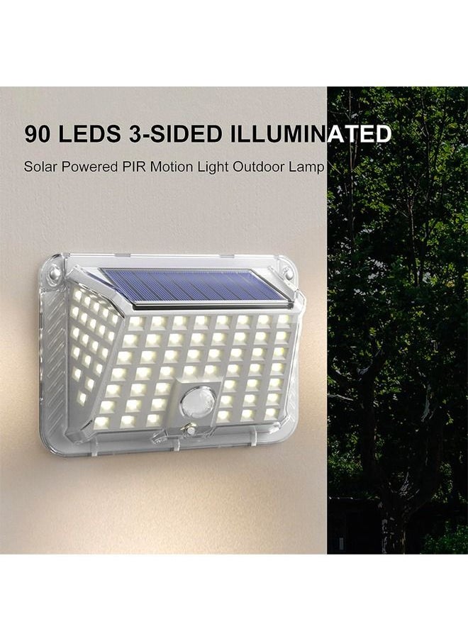 BLUE CORAL 4 Pack Solar Powered Energy 90 LEDs Light Outdoor Lamp Wall Street Fence Lights 3 Lighting Modes Sensitive Light Control PIR Motion Inductor Human Motion Detector, Water Resistance Built in  - Image 2