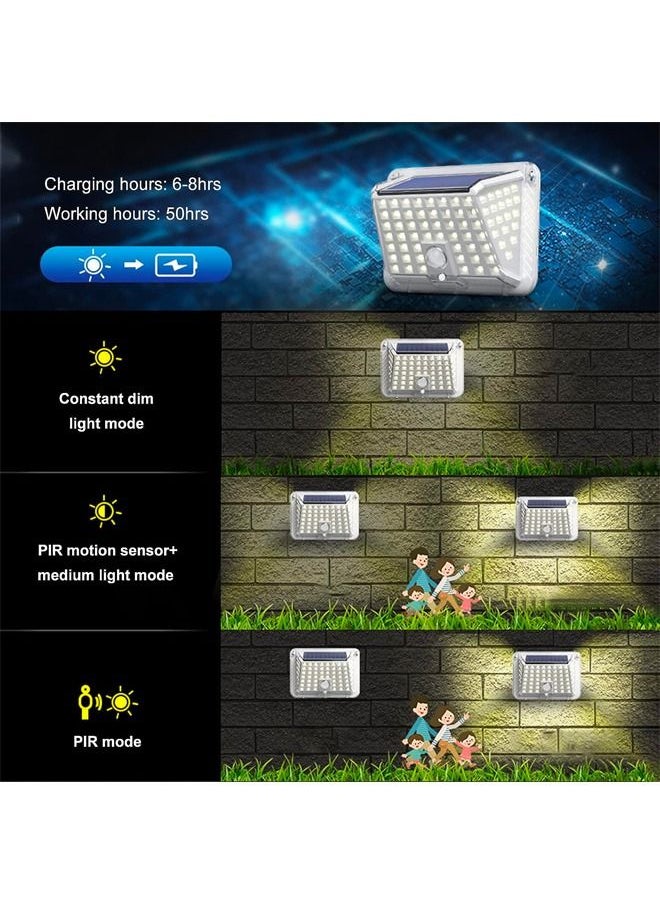 BLUE CORAL 4 Pack Solar Powered Energy 90 LEDs Light Outdoor Lamp Wall Street Fence Lights 3 Lighting Modes Sensitive Light Control PIR Motion Inductor Human Motion Detector, Water Resistance Built in  - Image 5