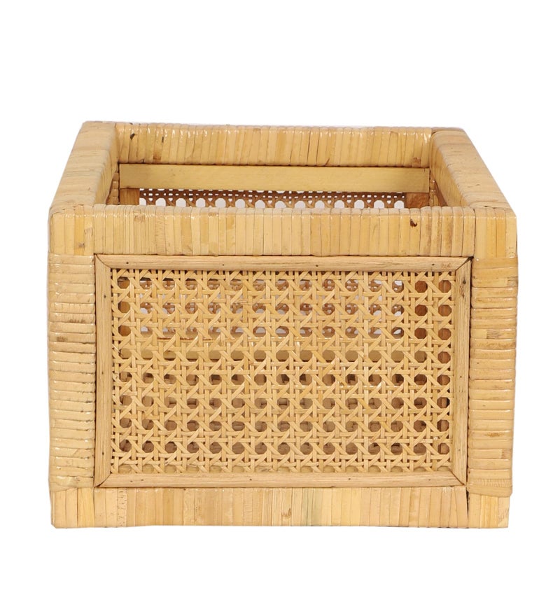 Akway Rattan Cane Webbing Storage Basket | Wicker Organizer - Beige - Image 5