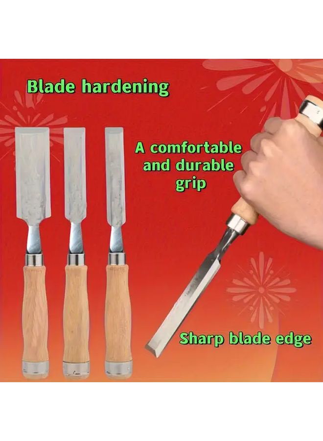 4pcs Wood Carving Chisels Set with Wooden Handles for Woodworking and Sculpting - Image 5