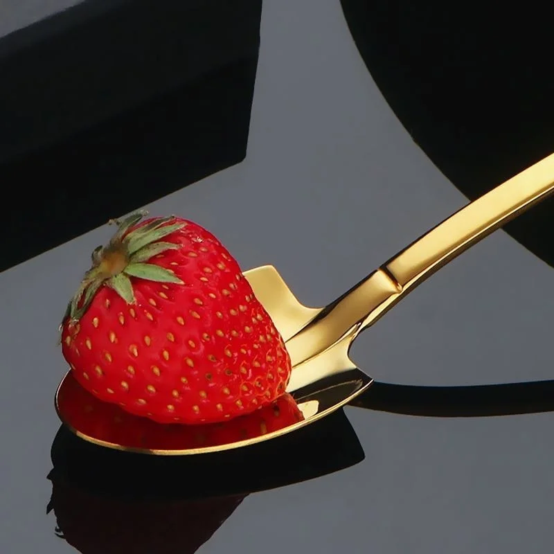 شافين Steel 12 Pieces Low Quality Gold Shovel Model Dessert Fruit and Ice Cream Spoon CIN75