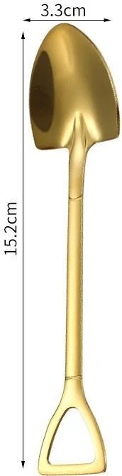 شافين Steel 12 Pieces Low Quality Gold Shovel Model Dessert Fruit and Ice Cream Spoon CIN75