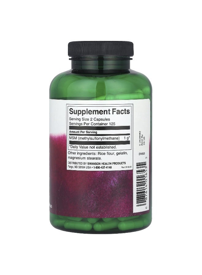 Swanson, MSM, 1,000 mg, 250 Capsules (500 mg per Capsule) - Image 2