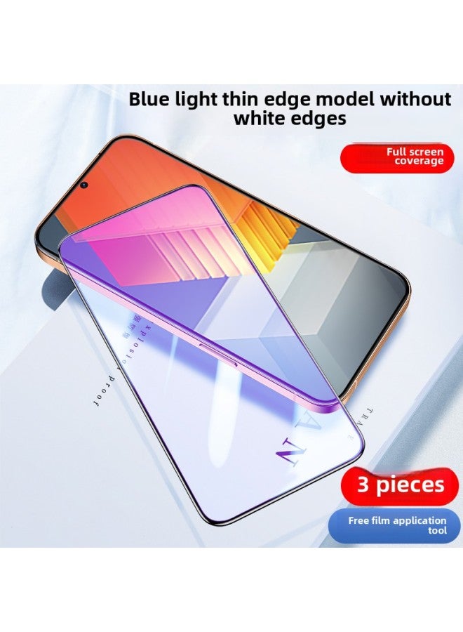 For Iqooneo7 Racing Edition Tempered Film Vivoiqooneo7 Mobile Phone Film Iqoo Full Screen Neo7 Film I-Colour:"[special Film For E-sports] Thin Edge Blue Light ""3-piece Pack"" Comes With A Magic Film"-Size:Iqoo Neo7 Racing Edition  - Image 1