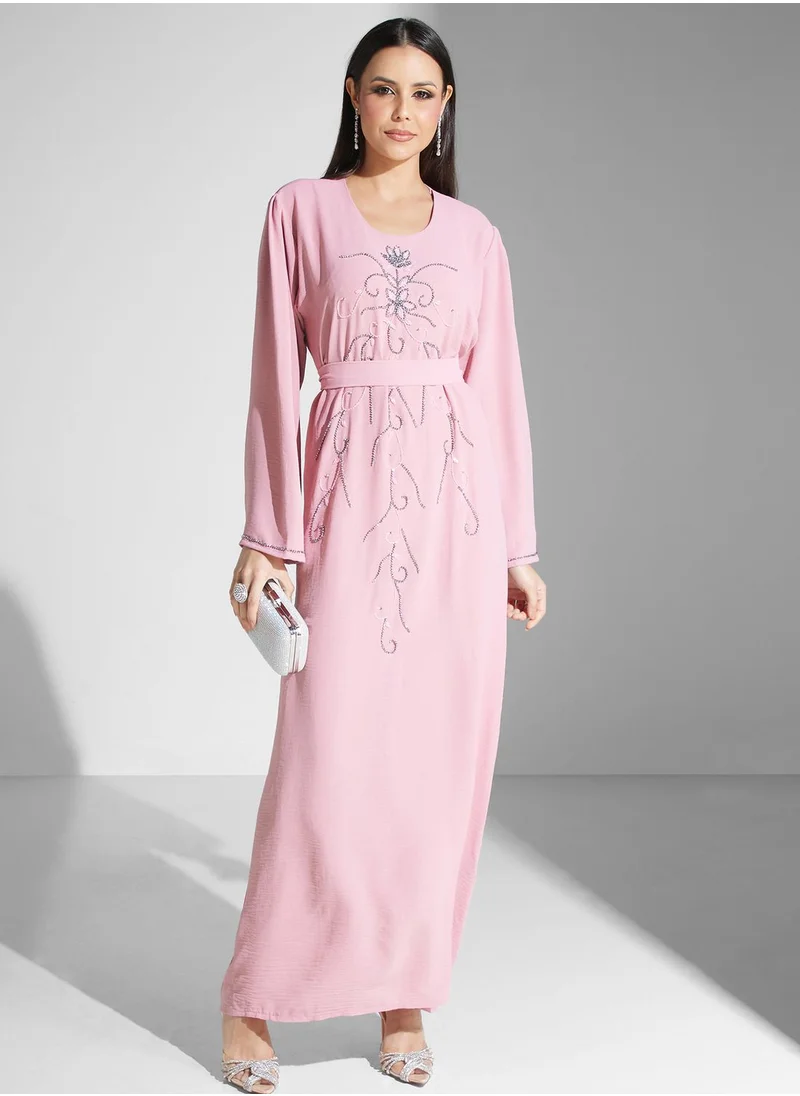 hayas closet Embellished Belted Jalabiya