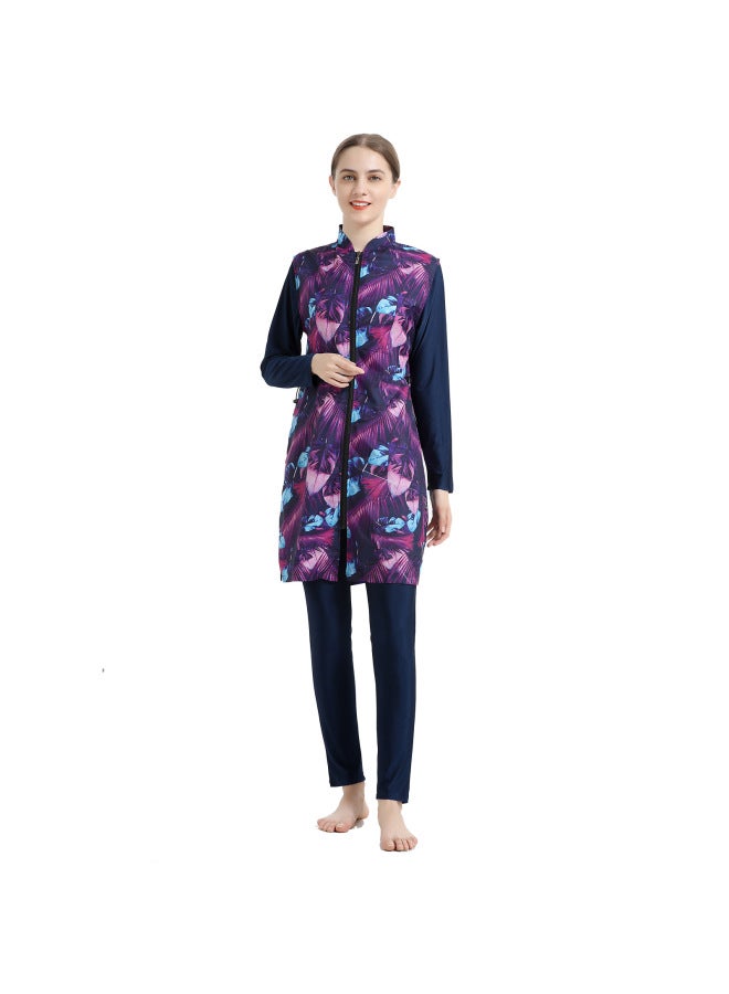 Generic Digital Printing Muslim Swimwear Women's Southeast Asian Hui Conservative Hooded Three-piece Sportswear Swimming Suit