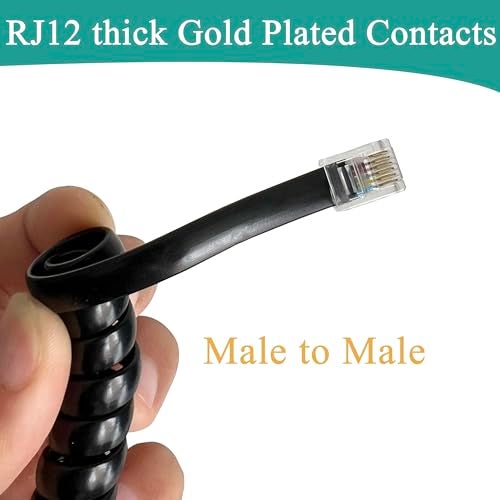 HPWFHPLF 2-Pack 6P6C RJ12 Coiled Telephone Cord, 1.6 ft (Unstretched) Male to Male Phone Cable for Landline, Modem, Fax, Office & Home, Gold-Plated Contacts (Black) - Image 5