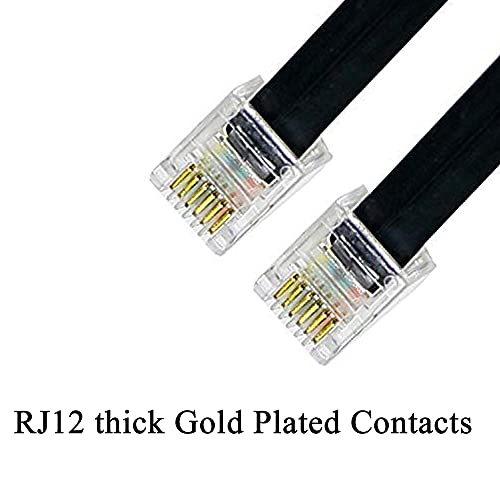 HPWFHPLF 2-Pack 6P6C RJ12 Coiled Telephone Cord, 1.6 ft (Unstretched) Male to Male Phone Cable for Landline, Modem, Fax, Office & Home, Gold-Plated Contacts (Black) - Image 3