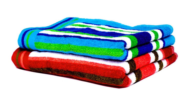 Space Fly Light Weight, Striped Fine Soft & Cotton Hand Towels for Kitchen and Wash Basin (12X18 Inch_ Multicolour) (Set of 2) - Image 1