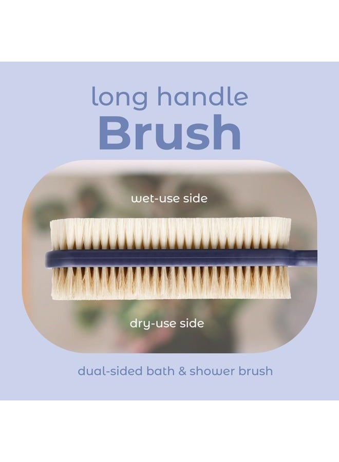MainBasics Back Scrubber for Shower – Long Handle Dual-Sided Brush for Body Wash & Scrubbing with Exfoliating & Soft Bristles (Ultramarine, Plastic) - Image 2