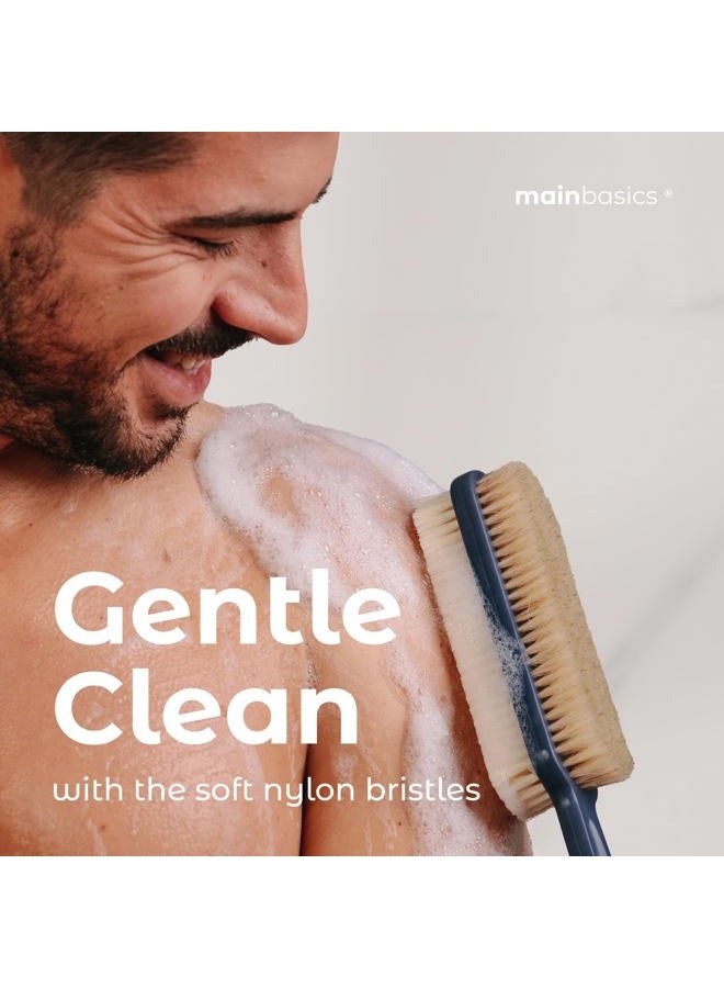 MainBasics Back Scrubber for Shower – Long Handle Dual-Sided Brush for Body Wash & Scrubbing with Exfoliating & Soft Bristles (Ultramarine, Plastic) - Image 5