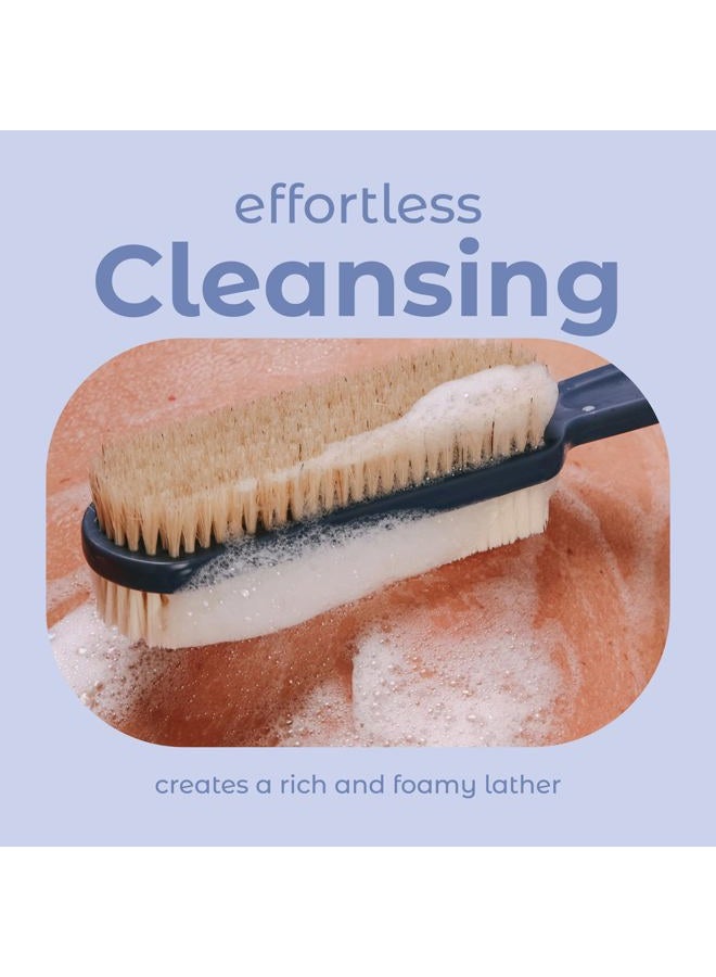 MainBasics Back Scrubber for Shower – Long Handle Dual-Sided Brush for Body Wash & Scrubbing with Exfoliating & Soft Bristles (Ultramarine, Plastic) - Image 4