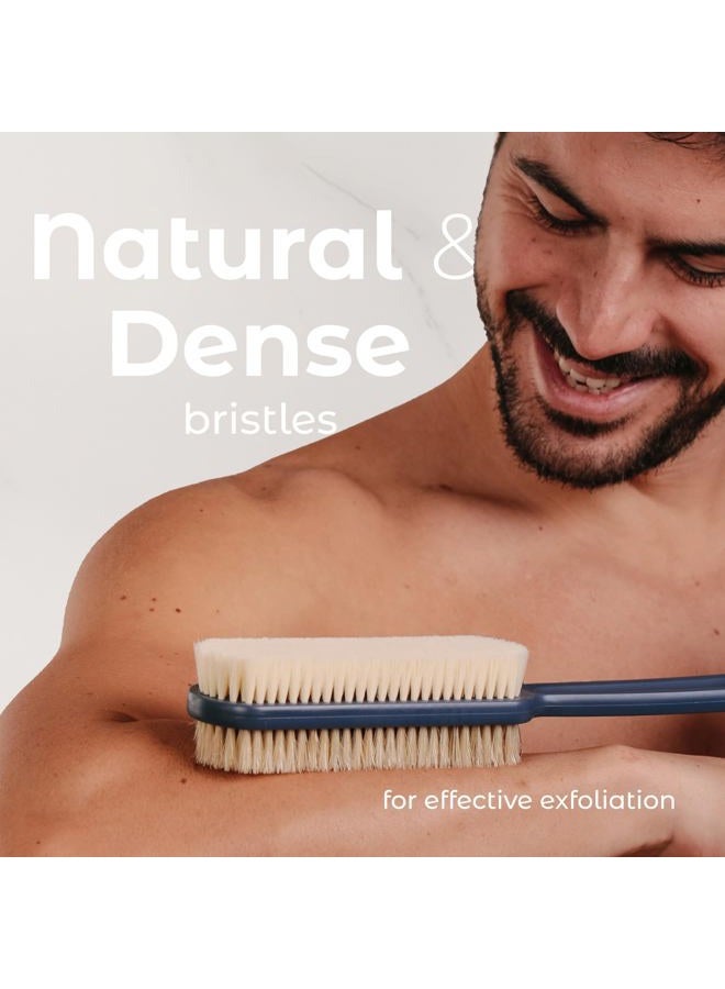 MainBasics Back Scrubber for Shower – Long Handle Dual-Sided Brush for Body Wash & Scrubbing with Exfoliating & Soft Bristles (Ultramarine, Plastic) - Image 3