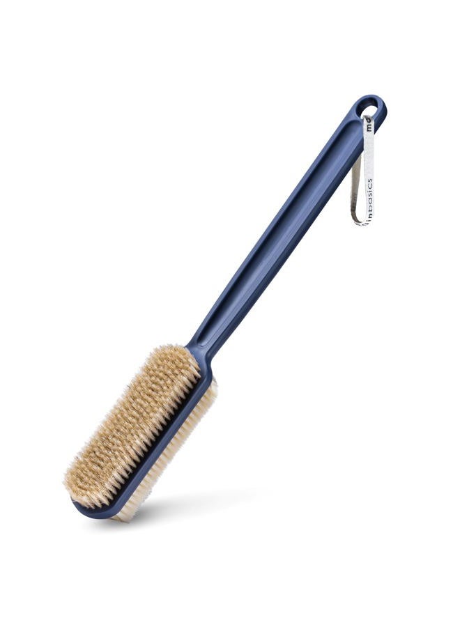 MainBasics Back Scrubber for Shower – Long Handle Dual-Sided Brush for Body Wash & Scrubbing with Exfoliating & Soft Bristles (Ultramarine, Plastic) - Image 1