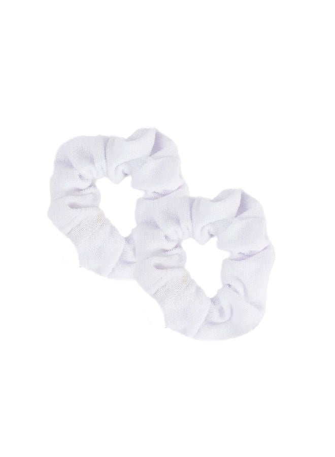 Motique Accessories Set of 2 Terry Hair Scrunchies - White - Image 1