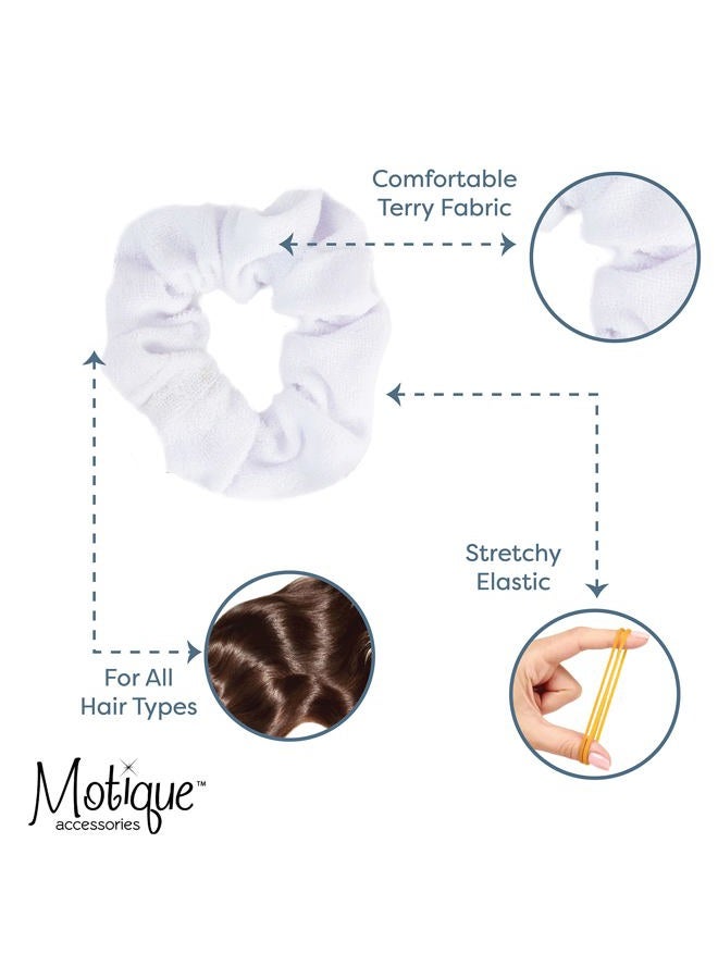 Motique Accessories Set of 2 Terry Hair Scrunchies - White - Image 4