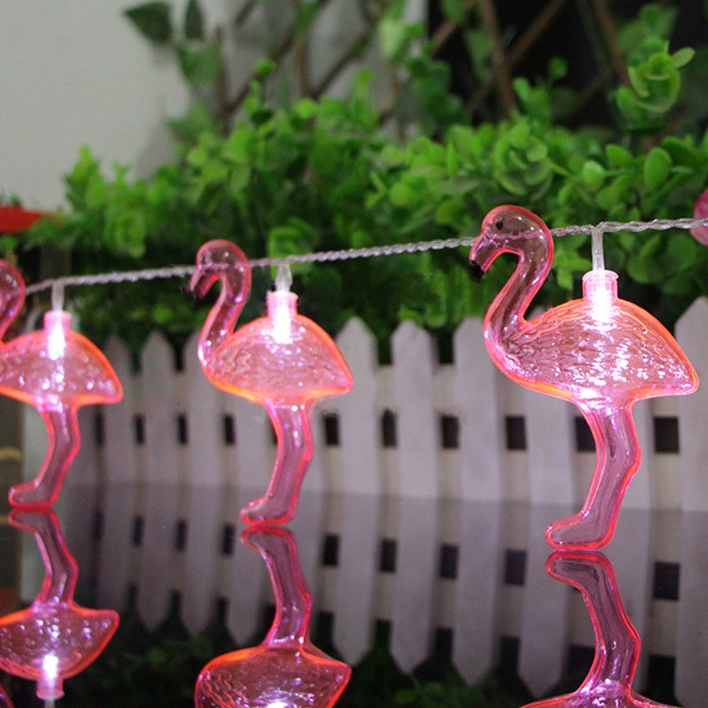 2pcs Battery Powered 10 Flamingo Lights String Party Decorative String Lights ( White Light) - Image 5