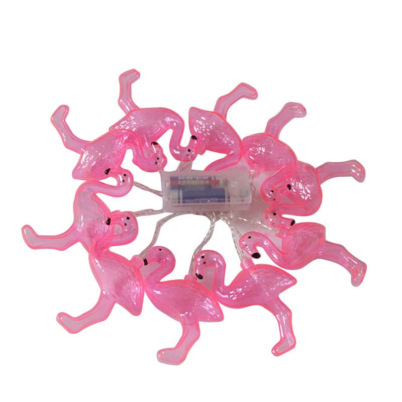 2pcs Battery Powered 10 Flamingo Lights String Party Decorative String Lights ( White Light) - Image 2