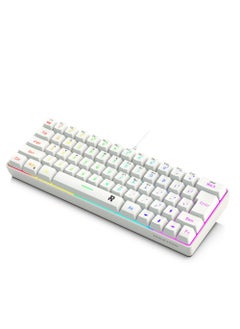Rock Pow 60% Wired Gaming Keyboard, RGB Backlit Ultra-Compact Mini Keyboard, Waterproof Small Compact 63 Keys Keyboard for PC/Mac Gamer, Typist, Travel, Easy to Carry on Business Trip  - Image 1