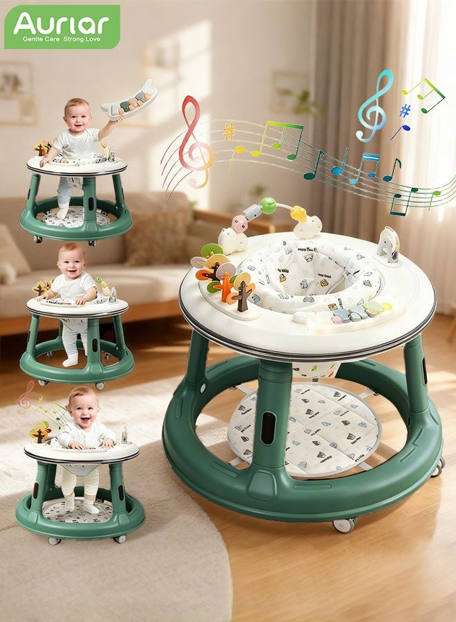 Aurlar 5 in 1 Baby Walker, Push Walker with 360° Swivel Seat, Music & Light Toys, Activity Table & Feeding Mode, Baby Standing Support for 6–18 Months (Green) - Image 1