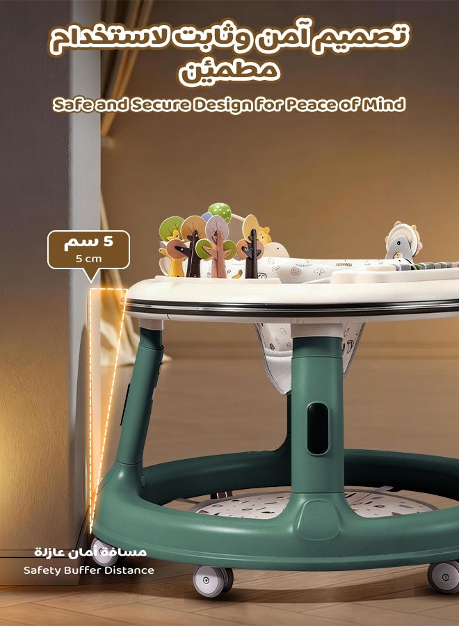 Aurlar 5 in 1 Baby Walker, Push Walker with 360° Swivel Seat, Music & Light Toys, Activity Table & Feeding Mode, Baby Standing Support for 6–18 Months (Green) - Image 4