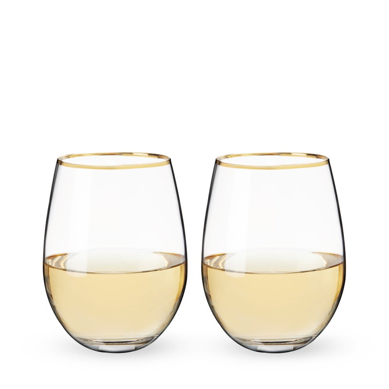 Gilded Stemless Wine Glass Set By Twine