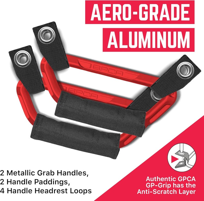 GPCA GP BackGrip Pro Headrest Handle for Cars, Jeeps, Trucks, and More, Back Seat Grab Handles and Hand Grips, Patented Jeep Accessories and Car Accessories Easy to Install (2-Pack, Fire-Cracker Red) - Image 3