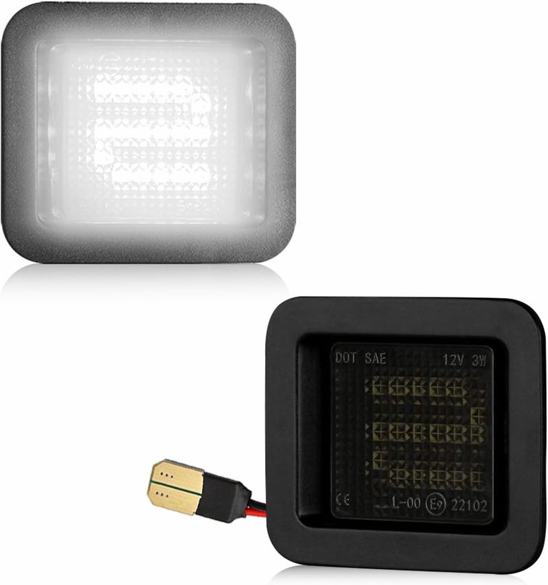 LESAUCE أضواء لوحة الترخيص LED من لسيارات فورد F-150 2015-2020 2021 2022، أضواء لوحة LED لسيارات رابتور 2017-2020، عدسة مدخنة، أبيض 6000K، توصيل وتشغيل، قطعتان. - Image 1