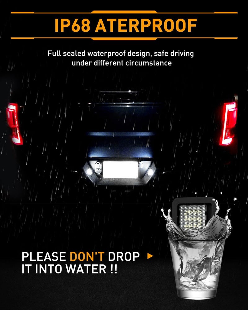 LESAUCE أضواء لوحة الترخيص LED من لسيارات فورد F-150 2015-2020 2021 2022، أضواء لوحة LED لسيارات رابتور 2017-2020، عدسة مدخنة، أبيض 6000K، توصيل وتشغيل، قطعتان. - Image 5