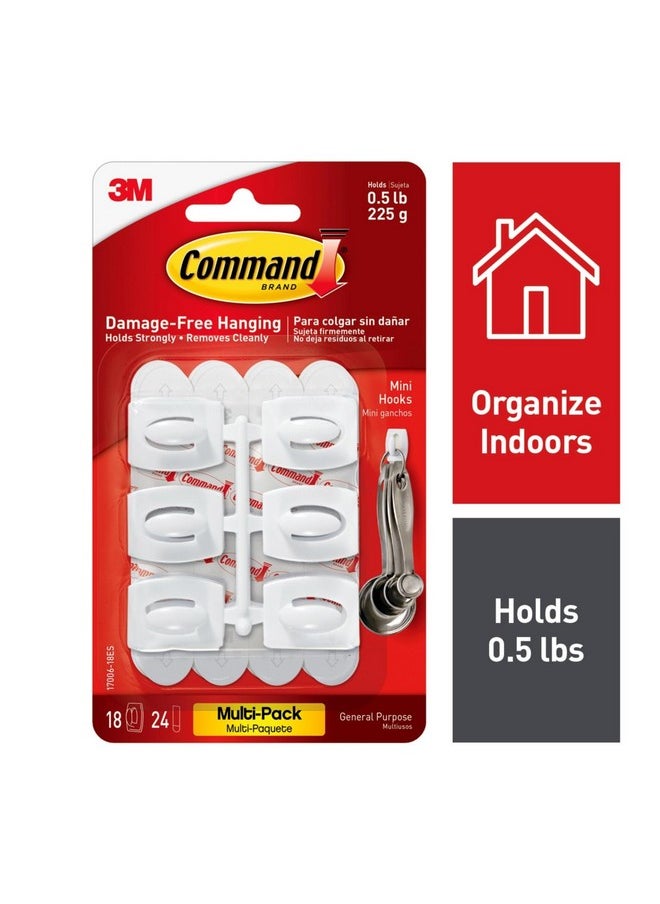 Command Command Damage Free Hanging Light Clips with Adhesive Strips, No Tools Mini Wall Hooks for Hanging Decorations in Living Spaces, 18 White Wall Hooks and 24 Command Strips  - Image 2