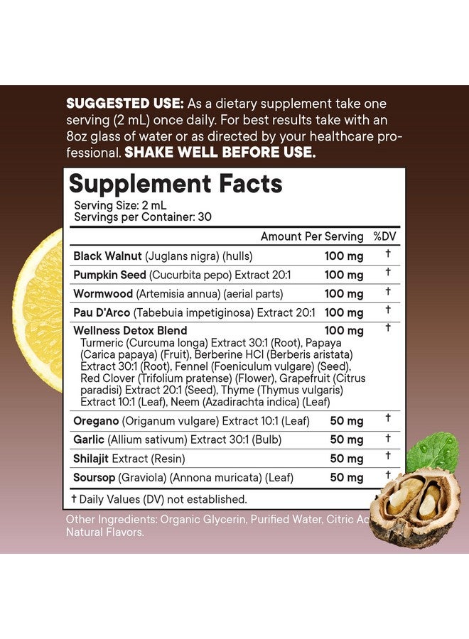 New Age Black Walnut Wormwood Cleanse Drops - Liquid Soursop, Garlic, Pumpkin Seed, PAU D'Arco, Oil of Oregano, Turmeric, Berberine, Neem Extract, Hull Bark, Tincture - 8oz - Image 2