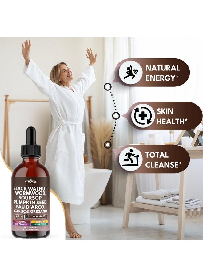 New Age Black Walnut Wormwood Cleanse Drops - Liquid Soursop, Garlic, Pumpkin Seed, PAU D'Arco, Oil of Oregano, Turmeric, Berberine, Neem Extract, Hull Bark, Tincture - 8oz - Image 4
