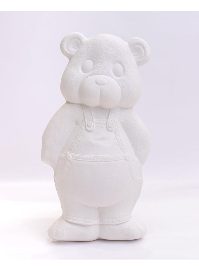 Homesmiths Bear In Denim Overalls Plaque Kids Figurine For Acrylic Painting Arts And Crafts - Image 1