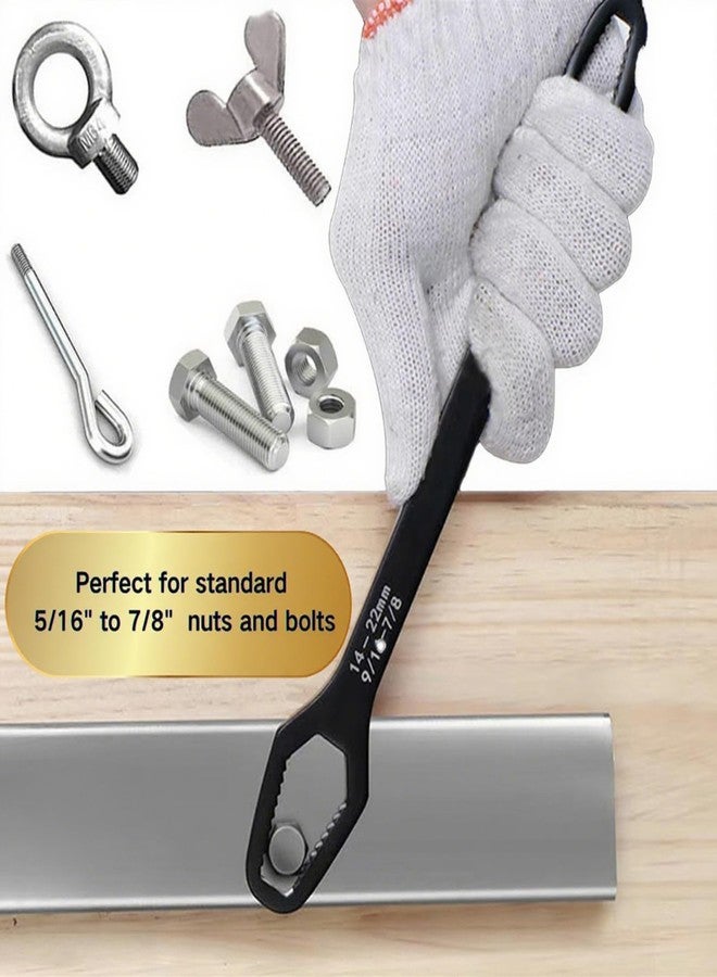 Teocpai 2 Pcs Black Universal Wrench Set, 8-22mm Universal Multifunctional Wrench, 220mm and 260mm Length Double Ended Self-Tightening Wrench - Image 3