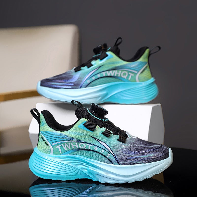 Fujian Brand Children'S Shoes Boys Sports Running Shoes Girls Spring Breathable Mesh Rotating Buckle Children'S Shoes Entity - Image 4