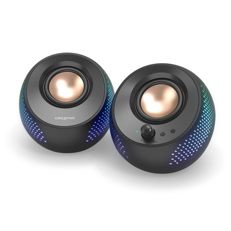 Creative Creative Pebble X 2.0 USB-C Computer Speakers with Customizable RGB Lighting, Bluetooth 5.3, USB Audio, Up to 15W RMS Power for PC and Mac  - Image 1
