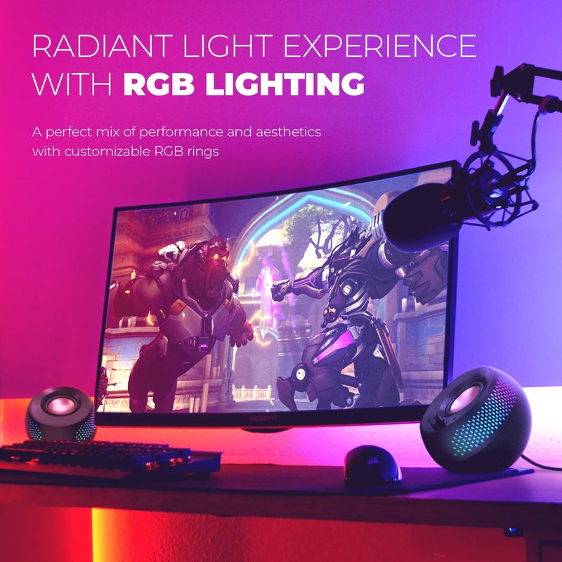 Creative Creative Pebble X 2.0 USB-C Computer Speakers with Customizable RGB Lighting, Bluetooth 5.3, USB Audio, Up to 15W RMS Power for PC and Mac  - Image 2