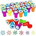 WILLBOND 36 Pieces Snowflake Stamps Winter Stamps Bulk Plastic Colored Self Ink Assorted Snowflake for Card Making Christmas Party Favors 6 StylesColorful - Image 3